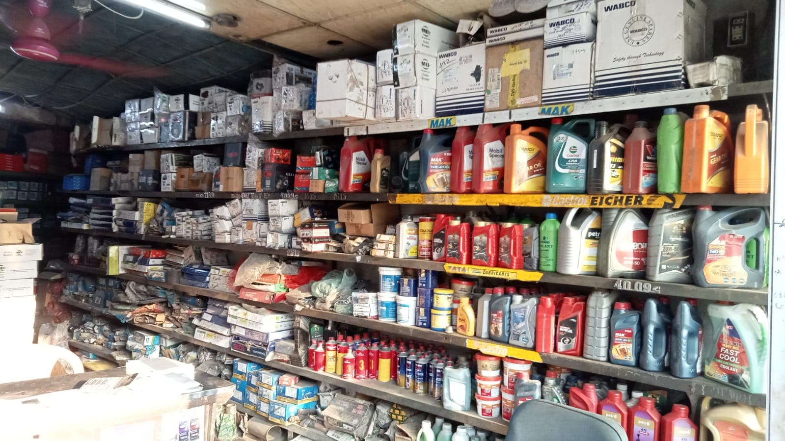 Saiful Motors interior shelves